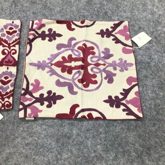 Kuk May Pillow Shams Abstract Purple Embroidered 20 x 20‎ Set Of 2 NWT 24 x 19 - Picture 3 of 12
